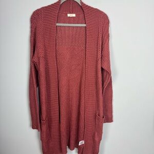 GANJI | Brick Orange/Red Open Front Knit Cardigan Sweater Women’s Size M/L